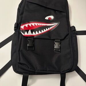 Men's Black Backpack with Shark Design